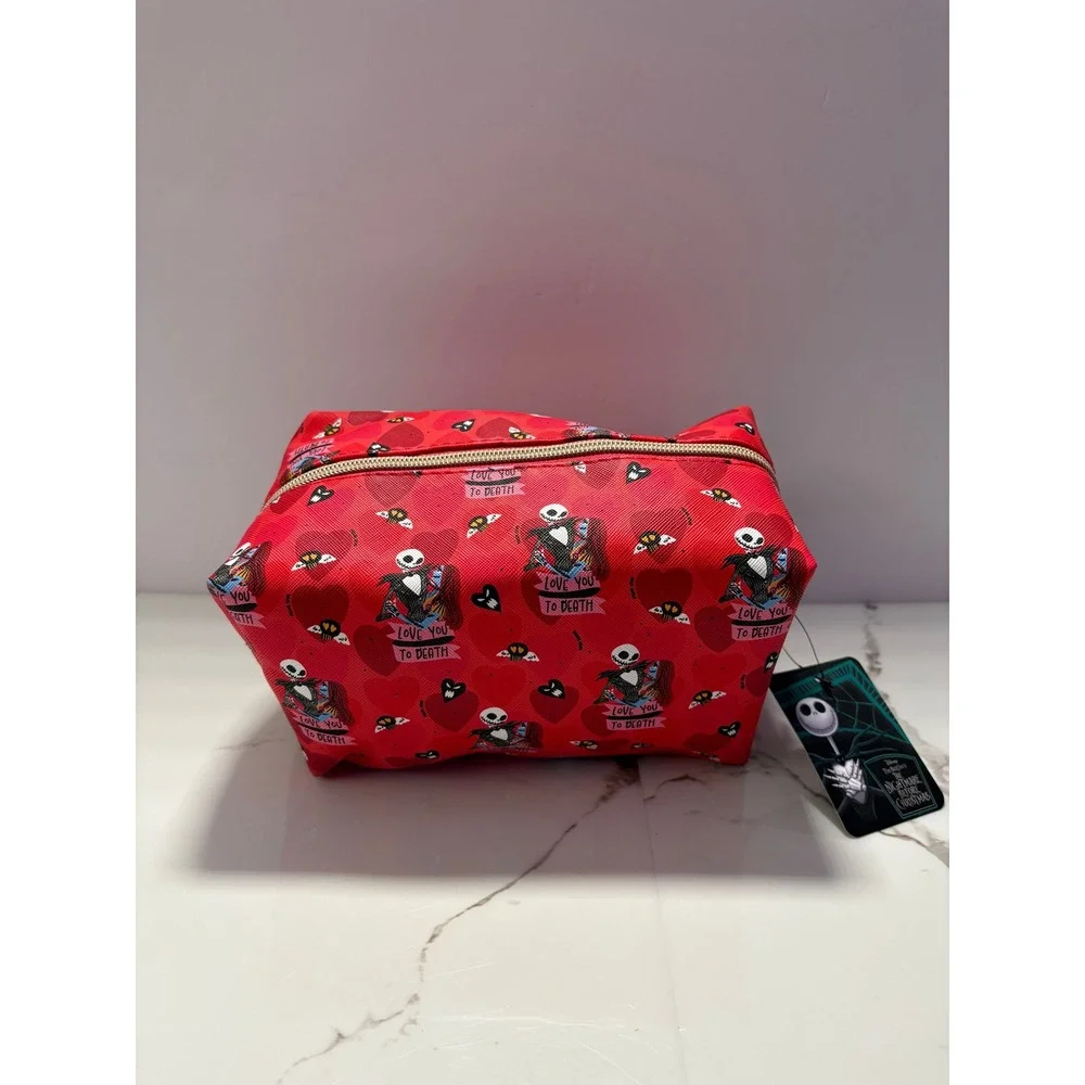 Disney Nightmare Before Christmas Jack Sally Love‎ You To Death Makeup Bag Red